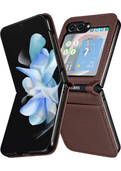 Samsung Galaxy Z Flip 5 Cüzdan Için Kılıf Yan Toka Kart Yuvaları Tutucu Pu (Yurt Dışından)