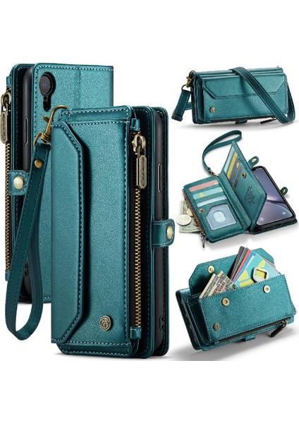Iphone Xr Için Crossbody Durumda Kart Tutucu Fermuar Faturaları Yuvası Cüzdan Kılıf Için (Yurt Dışından)