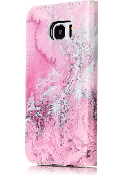 Samsung Galaxy S7 Kenar Tam Koruma Için Flip Case Mermer Desen Pu (Yurt Dışından)