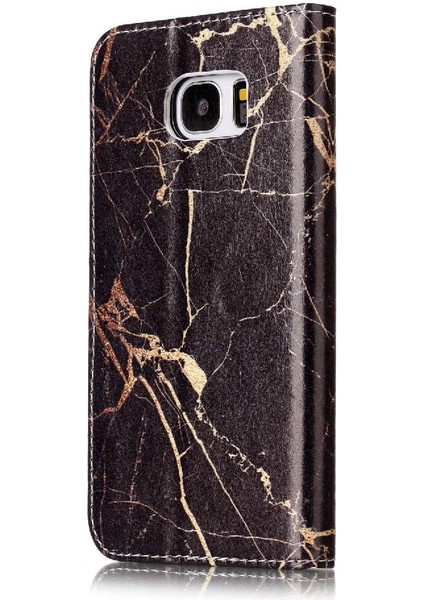 Samsung Galaxy S7 Kenar Tam Koruma Için Flip Case Mermer Desen Pu (Yurt Dışından)