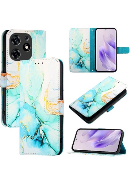 Tecno Spark 10 Pro Mermer Desen Kickstand Pu Deri Cüzdan Için Kılıf (Yurt Dışından)