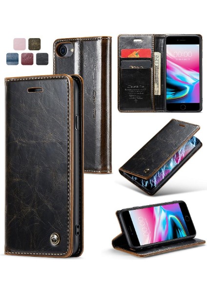 Iphone 6 Için Flip Case/6s Çılgın At Pu Deri Manyetik Cüzdan Kart (Yurt Dışından)