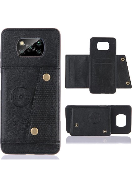 Xiaomi Poco X3 Nfc Buit Için Cüzdan Kılıf Demir Kickstand Cüzdan Kılıf Kartı (Yurt Dışından)