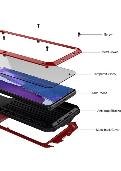 Ağır Metal Kasa Samsung Galaxy Not 20 Için Alüminyum Alaşım Metal Kasa (Yurt Dışından) modelleri