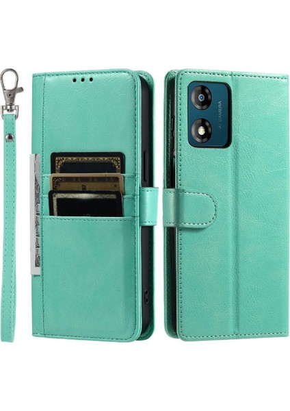 Motorola Moto E14 Cüzdan 6 Kart Yuvaları Kickstand Pu Deri Için Flip Case (Yurt Dışından)