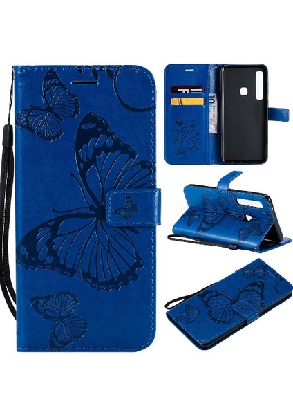 Manyi Mall Samsung Galaxy A9 2018 Için Flip Case Manyetik Kapak Pu ile Kickstand Çevirin (Yurt Dışından)