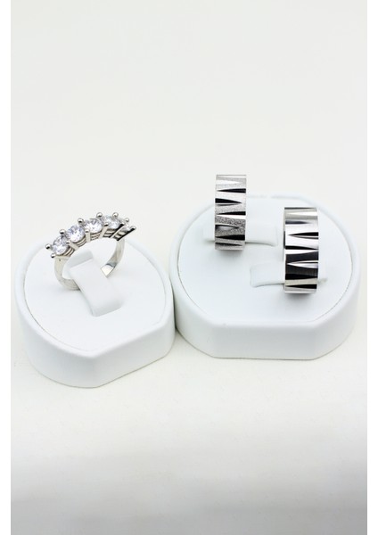 Inci Işıltısı Huzurlu Birleşim 925 Ayar Gümüş Alyans, Nişan ve Söz Yüzüğü