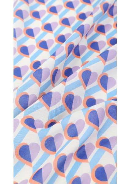 Kalp Desenli Mor Soft Eşarp 95X95 fiyatları