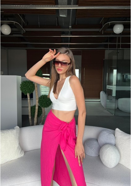 Kate V Yaka Fitili Kalın Kemer Crop
