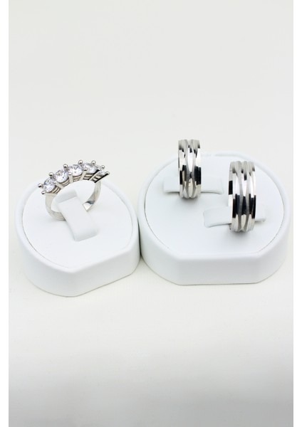 Zarif Dokunuş Birleşimi 925 Ayar Gümüş Alyans, Nişan ve Söz Yüzüğü