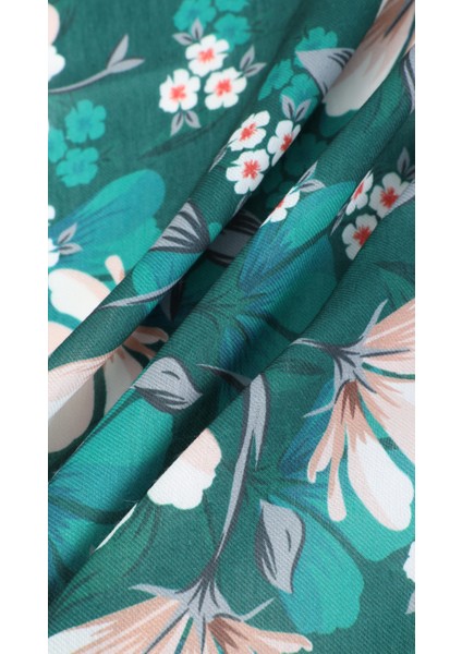 Çiçek Desenli Yeşil Eşarp 95X95 fiyatları