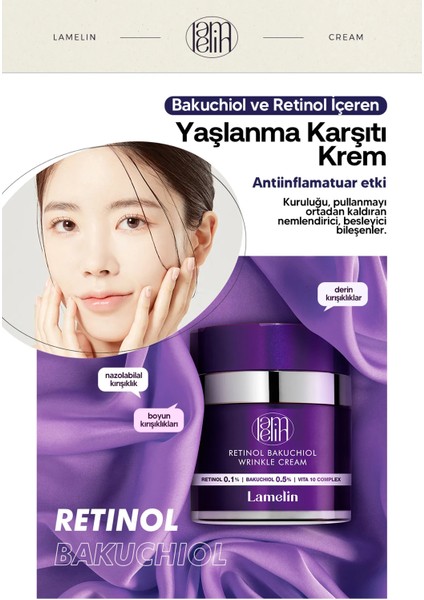 Retinol ve Bakuchiol İçeren Çizgi ve Leke Karşıtı Krem - Lamelin Retinol Bakuchiol Cream 75 ml