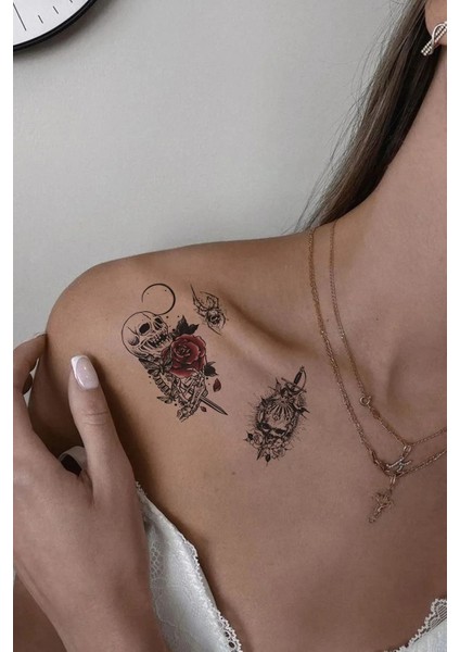 Descent Kuru Kafa ve Örümcek Geçici Dövme Mini Tattoo
