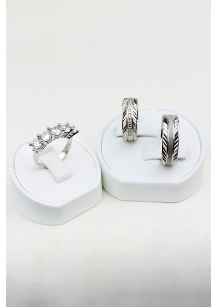 Trendy Inci Ahenk 925 Ayar Gümüş Alyans, Nişan ve Söz Yüzüğü