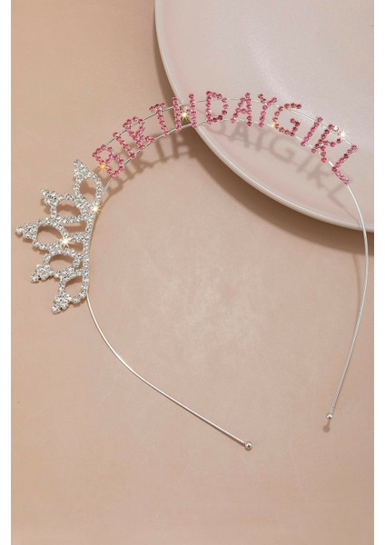 Pembe Taşlı, Birthday Girl Yazılı Taç – Doğum Günü Partileri İçin Şık Ve Parlak Kutlama Aksesuarı