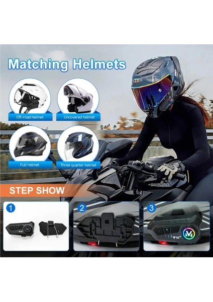 Kask Kulaklık Bluetooth Kulaklık Y10 Bluetooth Motosiklet Kulaklık 5.3 Motosiklet Kulaklık