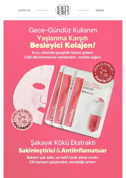 Kolajen İçeren Yaşlanma Karşıtı Kağıt Maske - Lamelin Collagen Mask