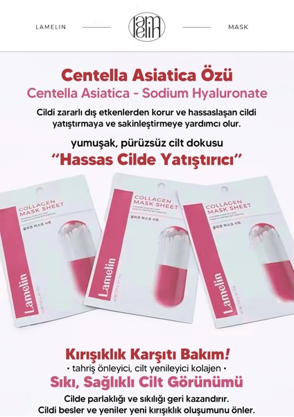 Kolajen İçeren Yaşlanma Karşıtı Kağıt Maske - Lamelin Collagen Mask