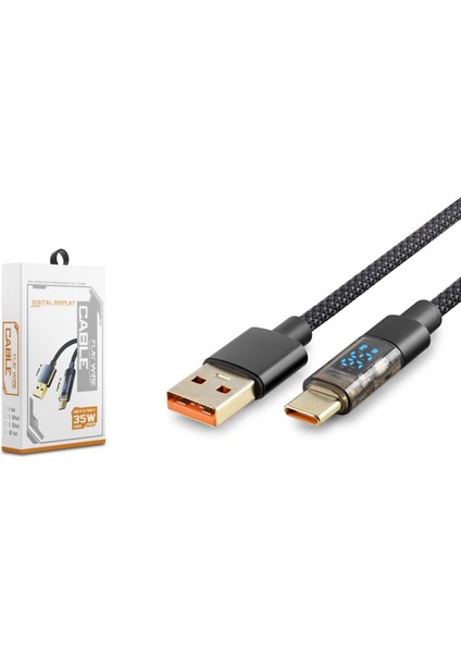 HDX1300K USB To Type-C Hızlı Şarz Kablosu Dijital Göstergeli 35W 1.2m