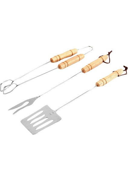 Ahşap Saplı Barbekü Seti 3 Parça