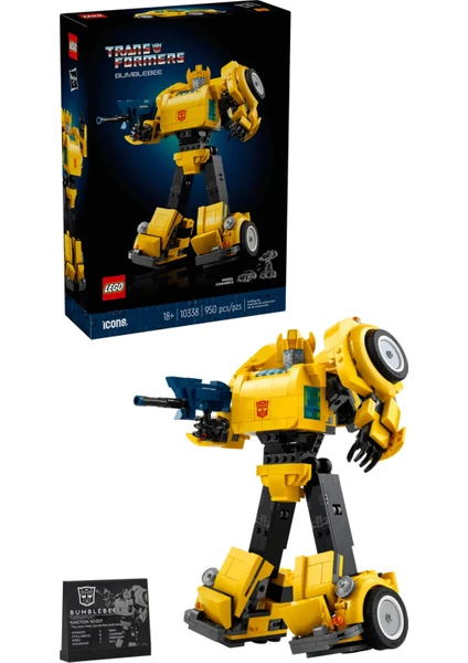 LEGO® Icons Transformers Bumblebee 10338 - Yetişkinler İçin Koleksiyonluk Robot Aksiyon Figürü Yapım Seti (950 Parça)