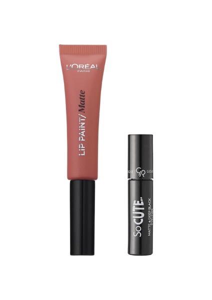 So Cute Matte&deep Black Eyeliner (Miniboy) + Loreal Paris Lip Paint Matte 201 Ruj