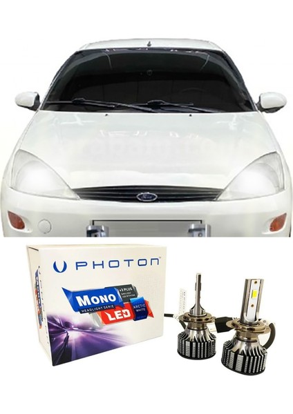 Ford Focus 1 LED Xenon Uzun + Kısa Far Ampulü H4 Mono Yeni Seri Beyaz 1999-2001