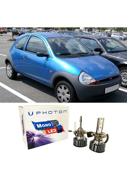 Ford Ka LED Xenon Uzun + Kısa Far Ampulü H4 Mono Yeni Seri Beyaz 1997+