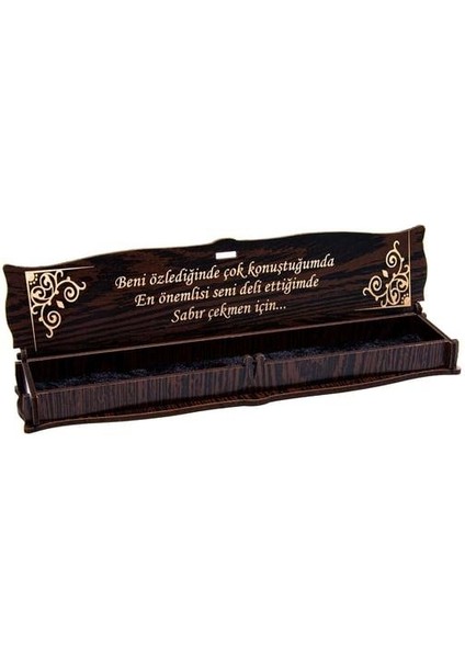 Gümüş Isimli Sıkma Kehribar Yuvarlak Kesim Ahşap Kutulu