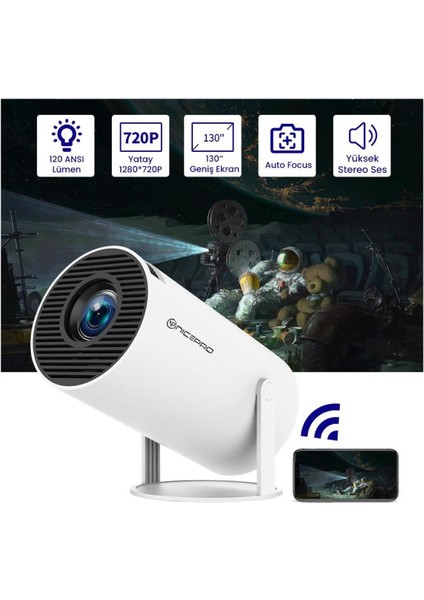 50000 Saat Fullhd ANDROID11 Bt5.0 Wifi5 120ANSI Lümen Ios/android Taşınabilir Akıllı LED Projeksiyo