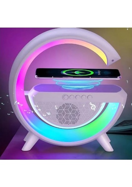 BT-2301 Wireless Kablosuz Şarj Destekli Radyolu Rainbow Aydınlatmalı Bluetooth Hoparlör Fm Radyo