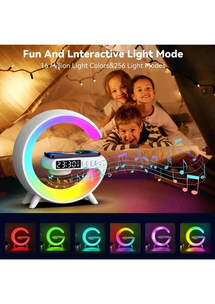 BT-2301 Wireless Kablosuz Şarj Destekli Radyolu Rainbow Aydınlatmalı Bluetooth Hoparlör Fm Radyo