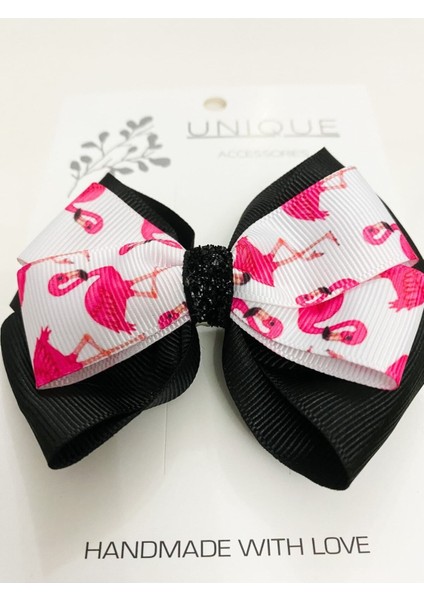 Siyah Fiyonk Toka, El Yapımı Özel Gün Grogren Kurdele Çocuk Klipsli Son Trend Flamingo Fiyonk Toka modelleri