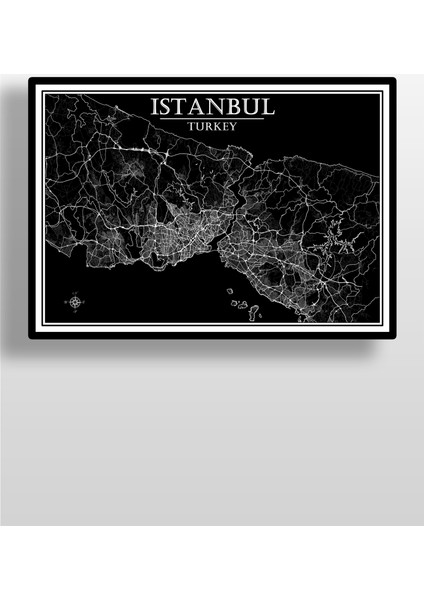 Hari Tasarım Istanbul Şehir Haritası Çerçevesiz Poster-Iki Kıta Temalı-Harita Sanatı, Map Art Design