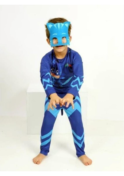 Baskılı Pijamaskeliler Kedi Çocuk Kostümü Maskesi Ile... fiyatları