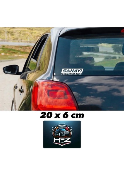 Sanayi Performance ( Beyaz ) 20 x 6 cm Oto Sticker Arka Cam Yazısı