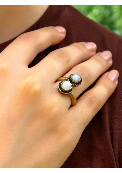 Doğal Taş Ikili Aytaşı Doğal Taşlı Ayarlanabilir Yüzük EUY25AY fiyatları