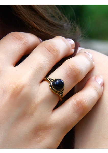 Doğal Taş Yuvarlak Oniks Doğal Taşlı Kadın Ayarlanabilir Yüzük EUY35O fiyatları