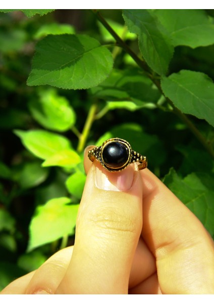 Doğal Taş Yuvarlak Oniks Doğal Taşlı Kadın Ayarlanabilir Yüzük EUY35O modelleri