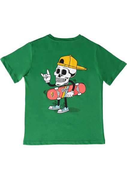 Somon Önü Baskılı Bisiklet Yaka Kısa Kol Erkek Çocuk Penye T-Shirt B500334