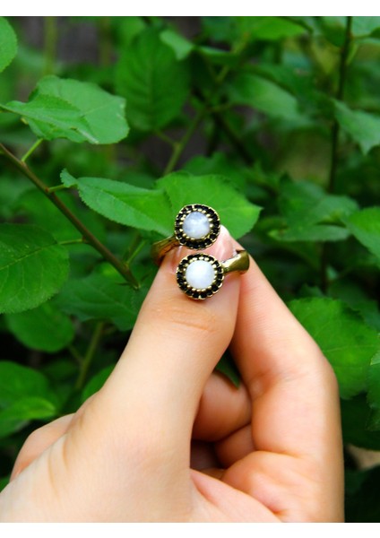 Doğal Taş Ikili Aytaşı Doğal Taşlı Ayarlanabilir Yüzük EUY25AY modelleri