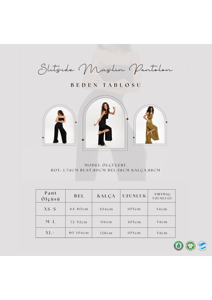 Slit Side Yırtmaçlı Kadın Müslin Pantolon