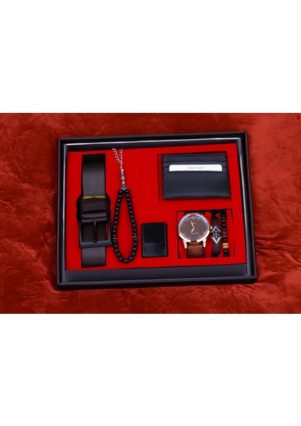 Saat Kemer Cüzdan Çakmak Bileklik Seti