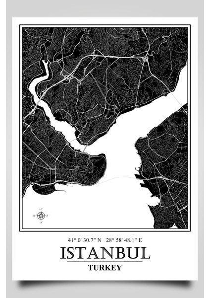 Istanbul Şehir Haritası Çerçevesiz Poster-Tarihi Yarımada Temalı-Harita Sanatı, Map Art Design