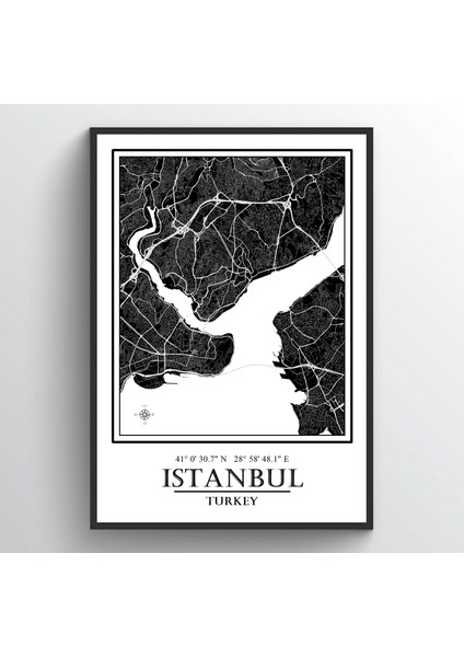 Istanbul Şehir Haritası Çerçevesiz Poster-Tarihi Yarımada Temalı-Harita Sanatı, Map Art Design