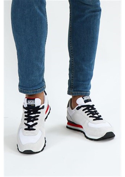 Peru Erkek Sneaker Spor Ayakkabı 19250 Kirli Beyaz Kırmızı V7 fırsatları