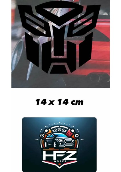 Transformers ( Siyah ) 14 x 14 cm Oto Sticker Arka Cam Sticker