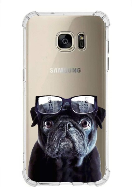 Samsung Galaxy S7 Edge Uyumlu Köpek 3 Baskılı Şeffaf Köşe Korumalı Antişok Kılıf