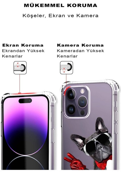 Huawei Y5 2019 Uyumlu Köpek 2 Baskılı Şeffaf Köşe Korumalı Antişok Kılıf