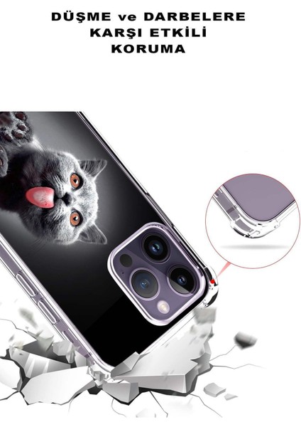 Samsung Galaxy A20S Uyumlu Kedi 2 Baskılı Şeffaf Köşe Korumalı Antişok Kılıf